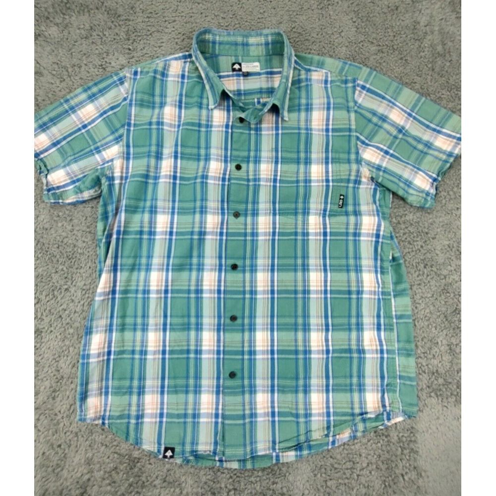 LRG Lifted Research Group shirt Men's XXL Button Up Cotton Long‎ Short Shirt